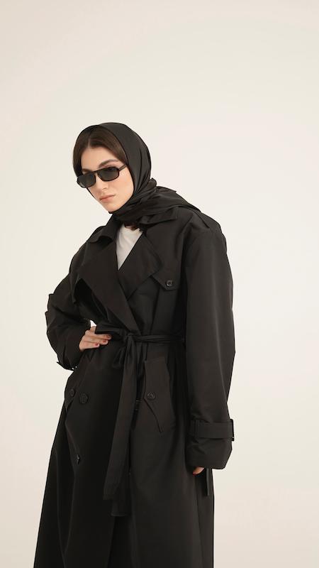 classic black trenchcoat