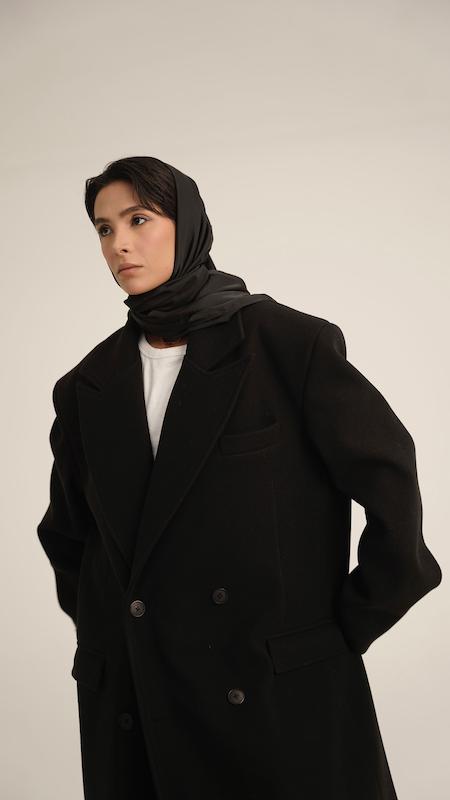 black classic wool overcoat