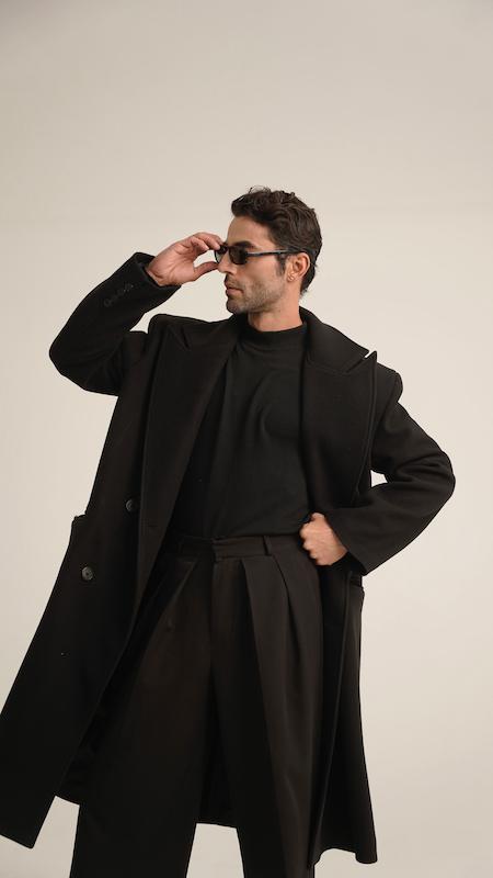 black classic wool overcoat