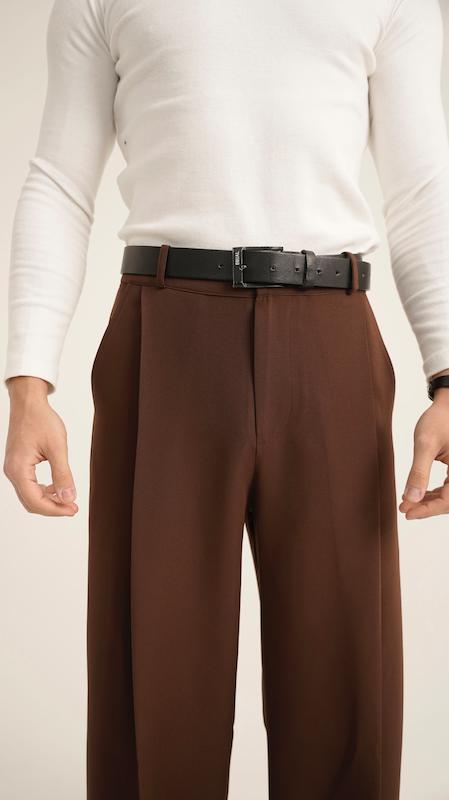 brown wide-leg pants