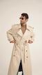 longline sand leather trenchcoat