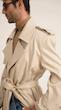 longline sand leather trenchcoat