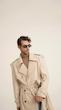 longline sand leather trenchcoat