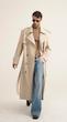 longline sand leather trenchcoat