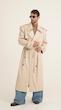 longline sand leather trenchcoat