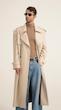 longline sand leather trenchcoat