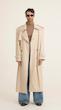 longline sand leather trenchcoat
