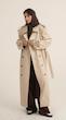 longline sand leather trenchcoat