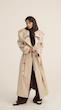 longline sand leather trenchcoat