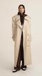 longline sand leather trenchcoat