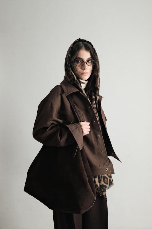 brown denim jacket