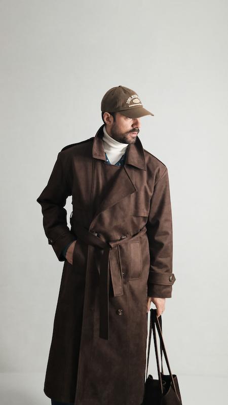 suede brown trenchcoat