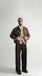 wide-leg dark brown trousers