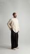 wide-leg dark brown trousers