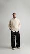 wide-leg dark brown trousers