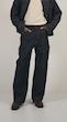 dark blue denim trousers
