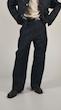 dark blue denim trousers