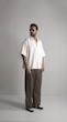 pleated half sleeve white shirt
