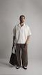 pleated half sleeve white shirt