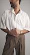 pleated half sleeve white shirt