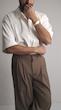 pleated half sleeve white shirt