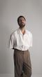 pleated half sleeve white shirt