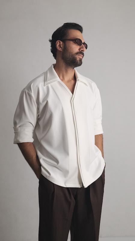 double collar white shirt
