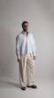 light blue single pocket linen shirt