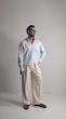 light blue single pocket linen shirt