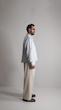 light blue single pocket linen shirt
