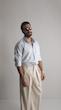 light blue single pocket linen shirt