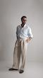 light blue single pocket linen shirt