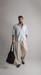 light blue single pocket linen shirt