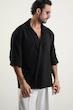old school classic half sleeve black shirt
