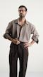 pleated mocha shirt