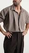 pleated mocha shirt