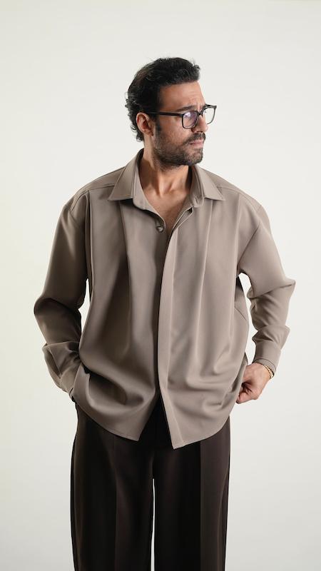 pleated mocha shirt
