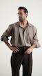 pleated mocha shirt