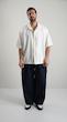 pleated half sleeve white shirt