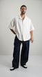 pleated half sleeve white shirt