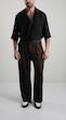 brown pleated straight leg pants