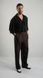 brown pleated straight leg pants