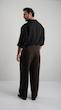 brown pleated straight leg pants