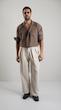 creamy pleated straight leg pants 