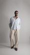 creamy pleated straight leg pants 