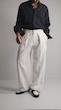 white pleated straight leg pants