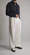 white pleated straight leg pants