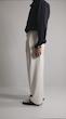 white pleated straight leg pants