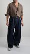 dark blue denim trousers