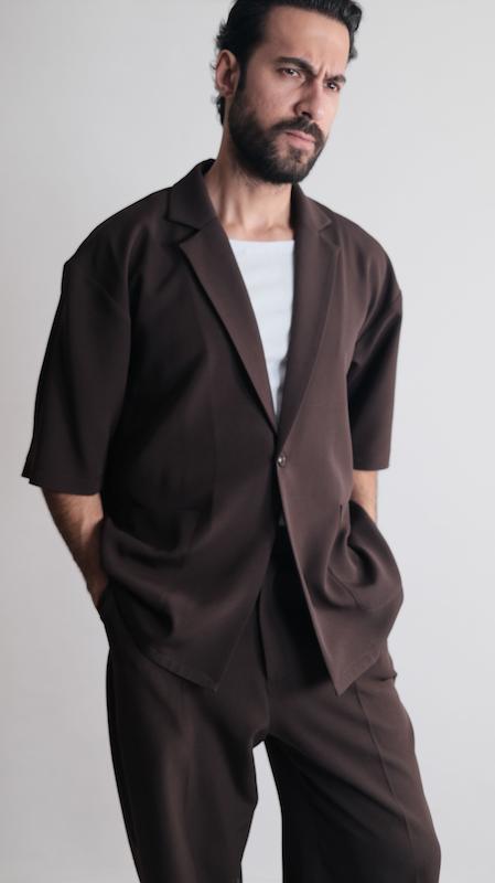 brown double pocket overshirt